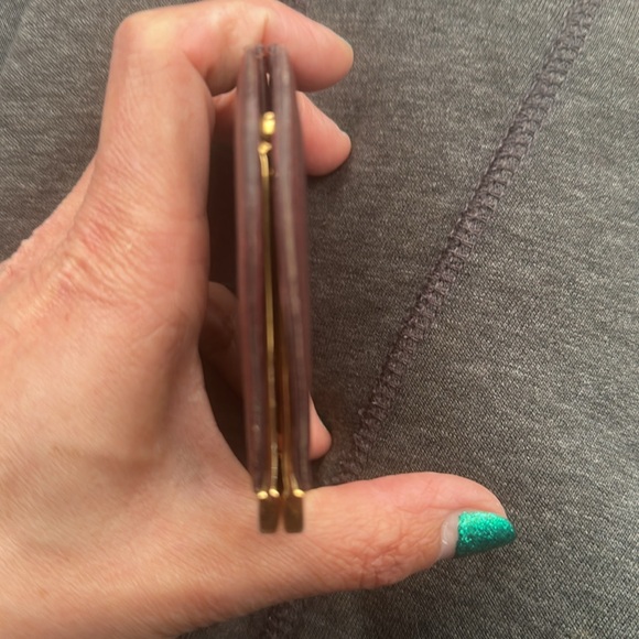 Cartier Burgundy Bordeaux Leather kiss lock Coin Purse dual pockets - Picture 6 of 12